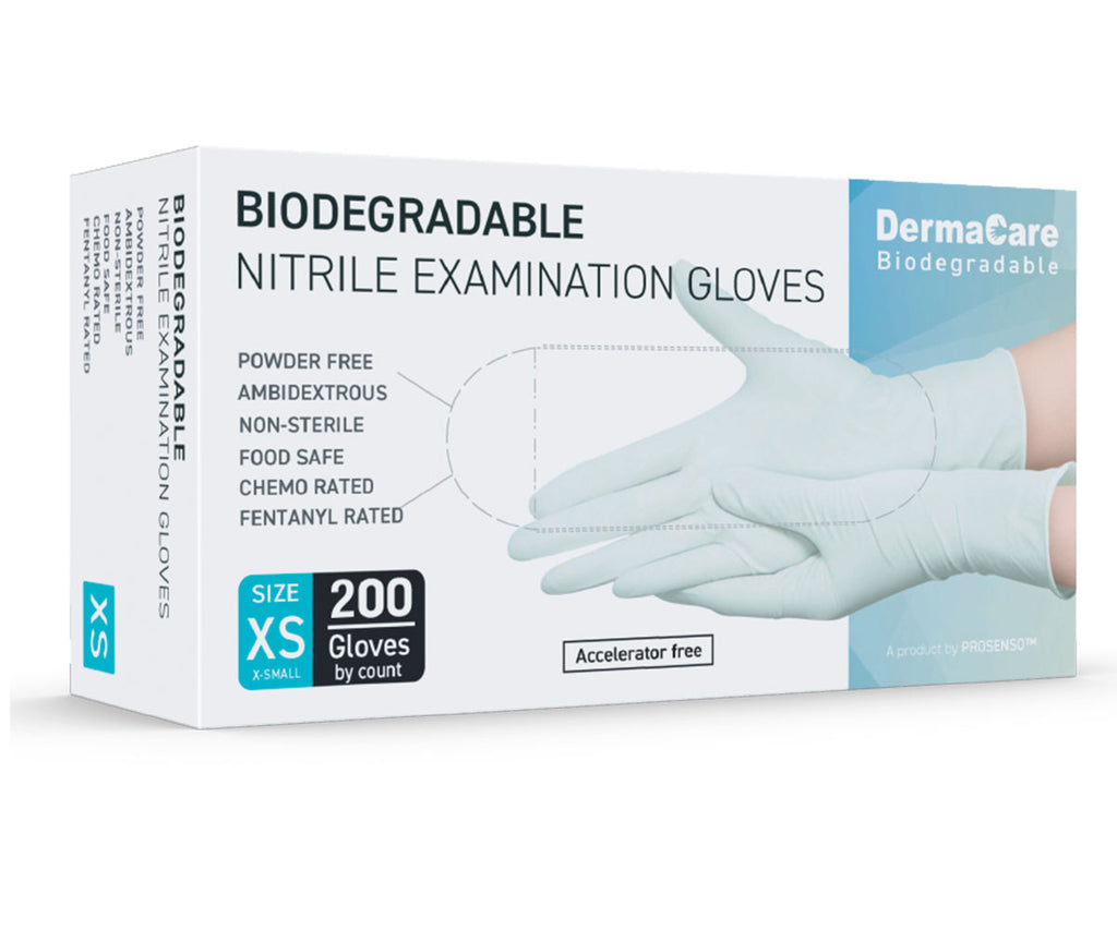 DermaCare Biodegradable Nitrile Examination Gloves - case of 2000 gloves